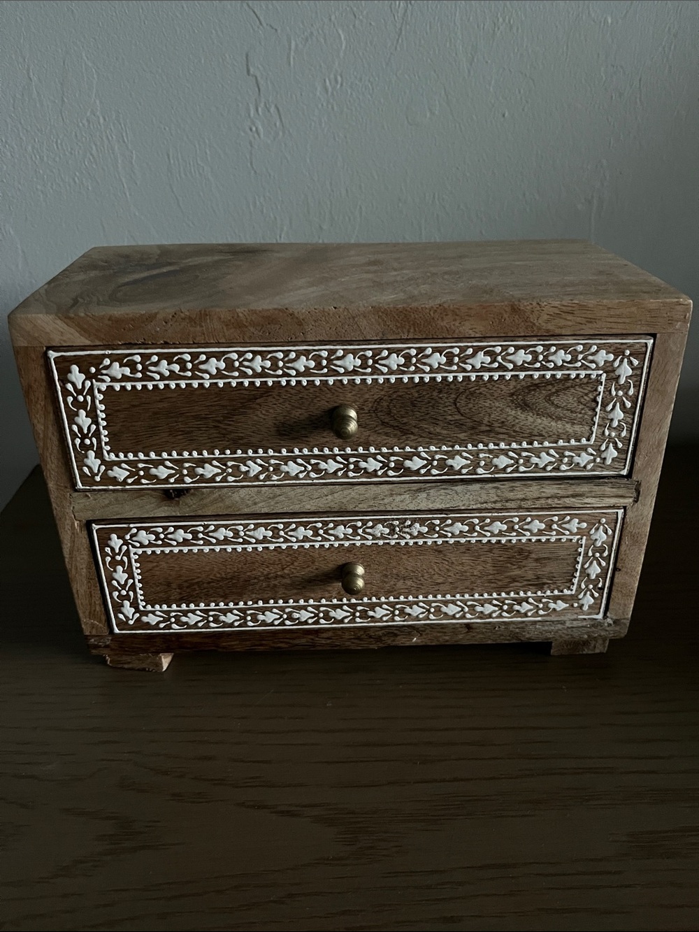 Natural Wood Jewelry Box Accent Table Top in Light Brown